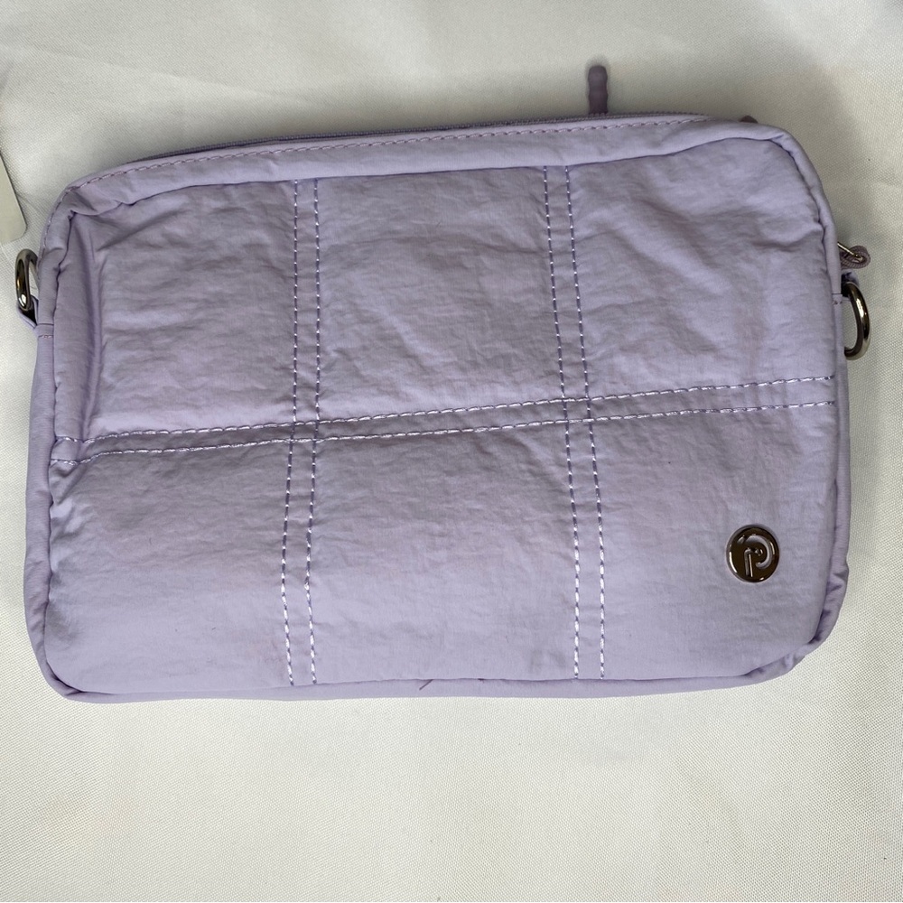 PASMAN Lavender Quilted Crossbody Bag, Guitar Strap, Built in Wallet
